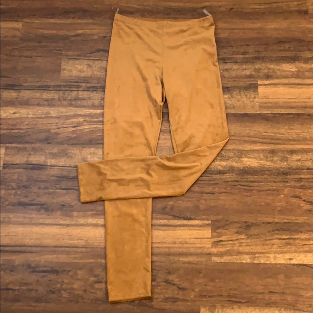 Faux Suede Camel Leggings NWT